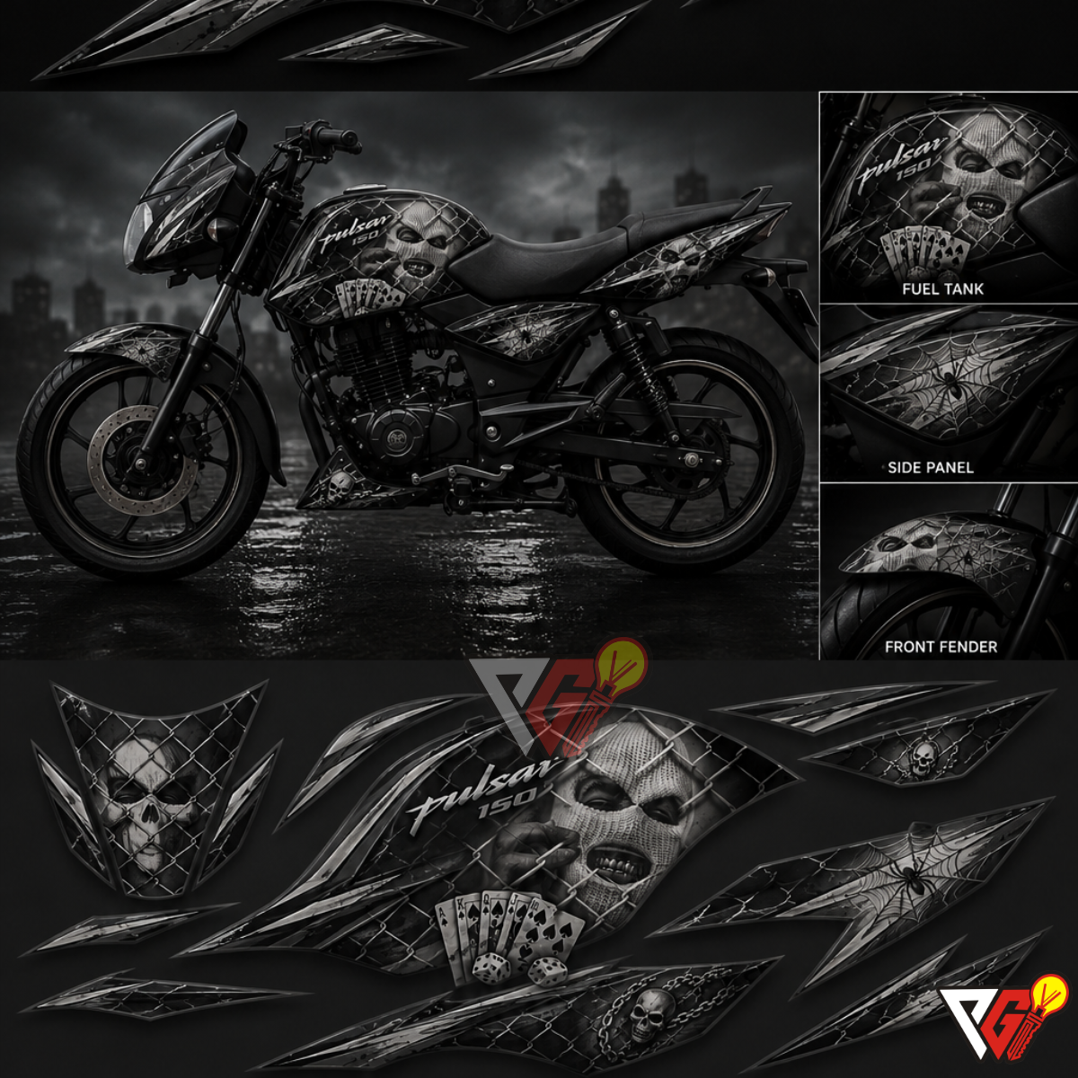 Bajaj Pulsar 150 - Fenced Skull Wrap