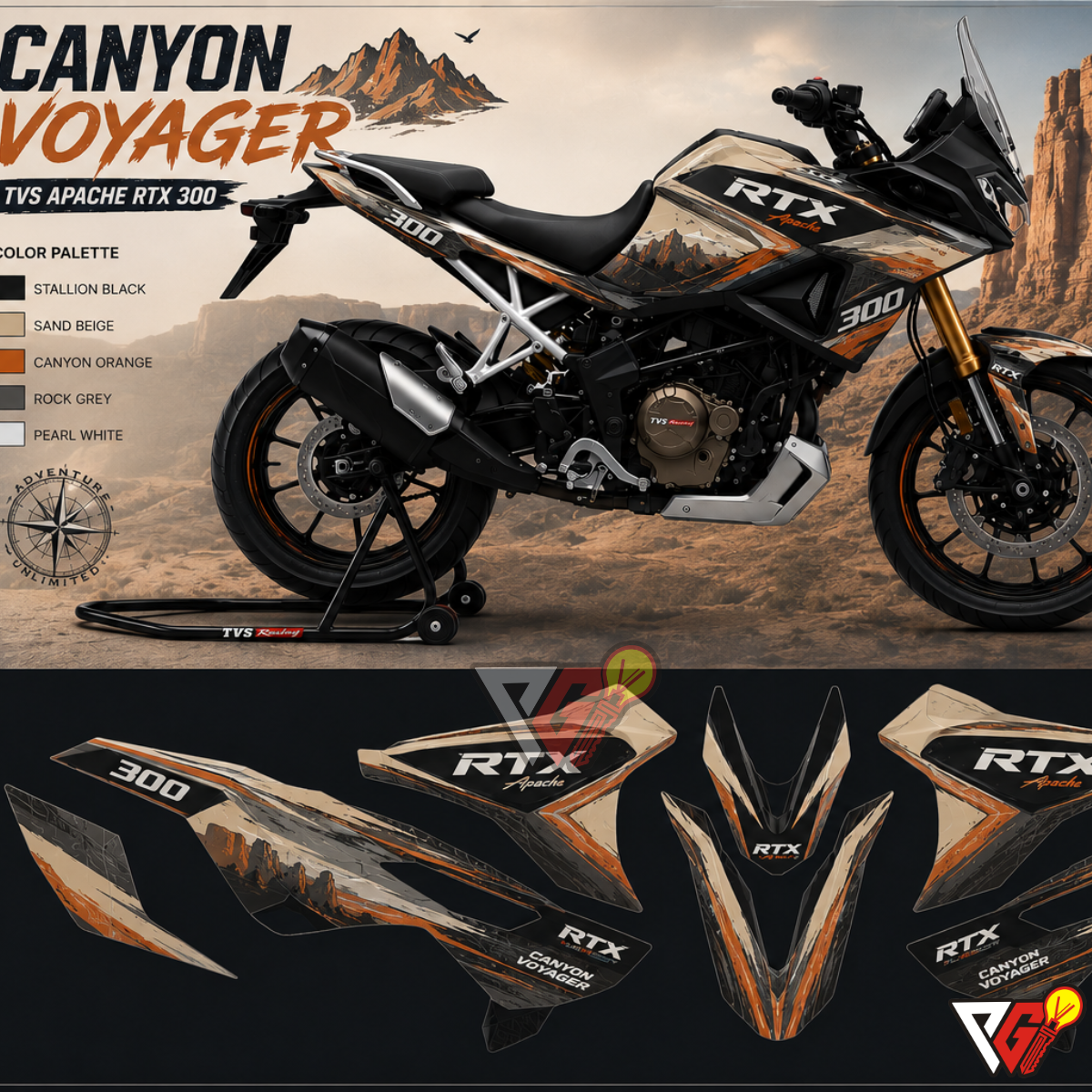 TVS Apache RTX 300 - Canyon Voyager Wrap