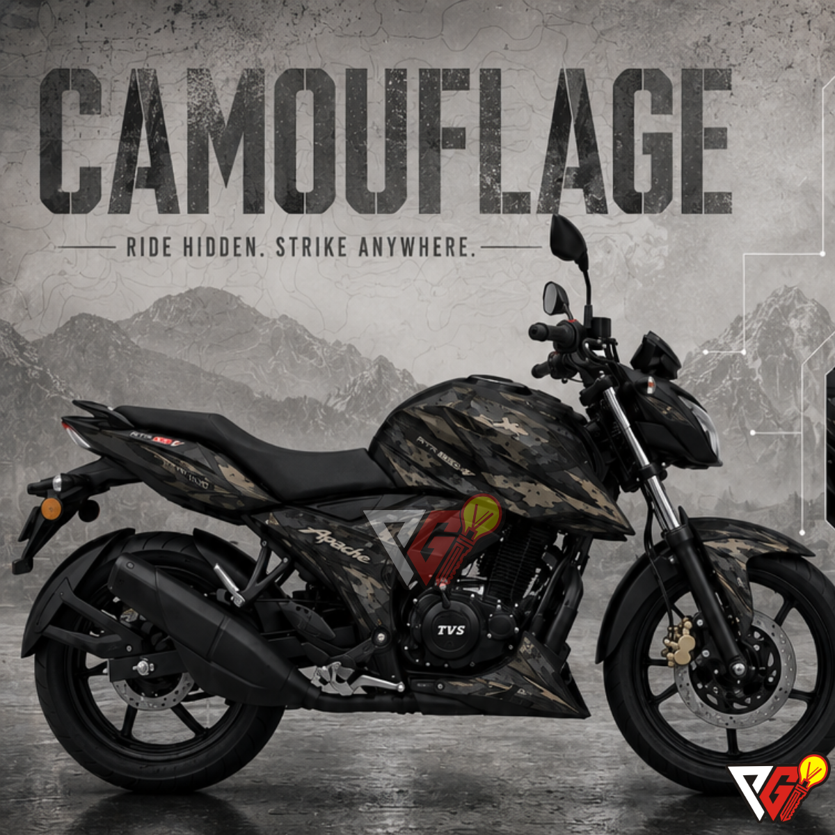 TVS Apache RTR 160 4V - Camouflage Wrap