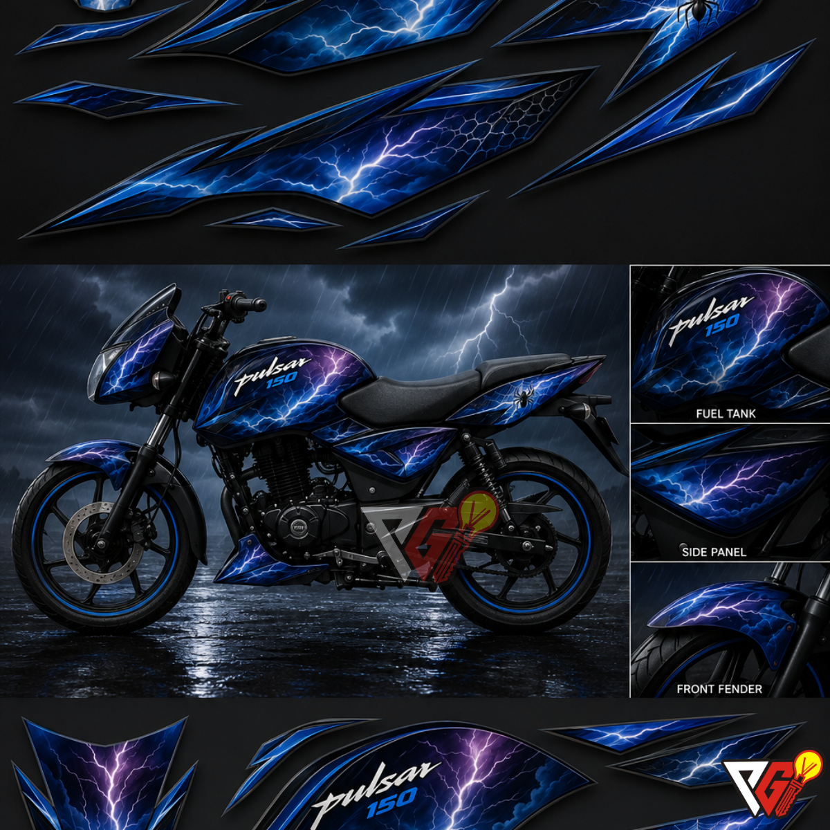 Bajaj Pulsar 150 - Lightning Storm Wrap