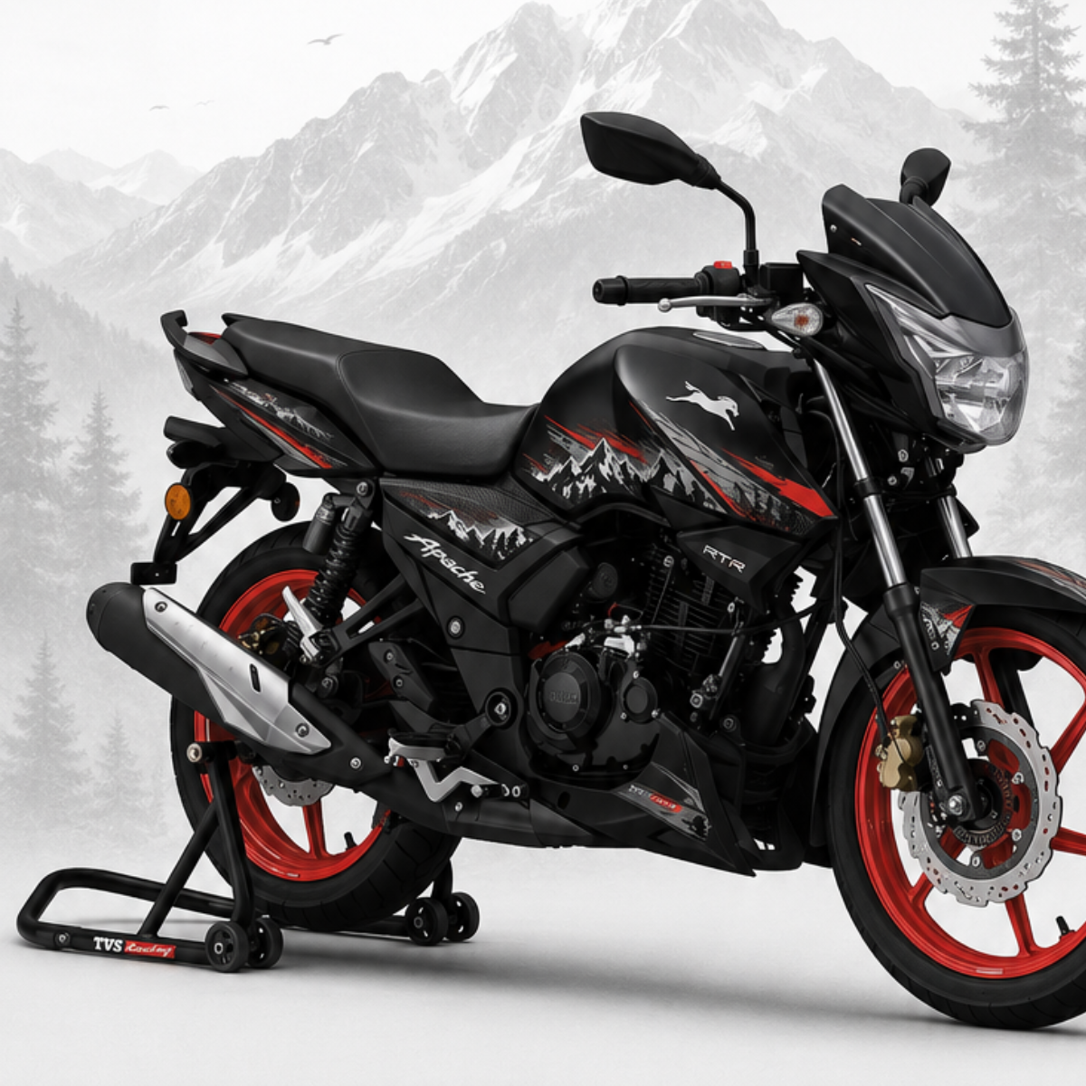 TVS Apache RTR 160 - Mountain Black Wrap