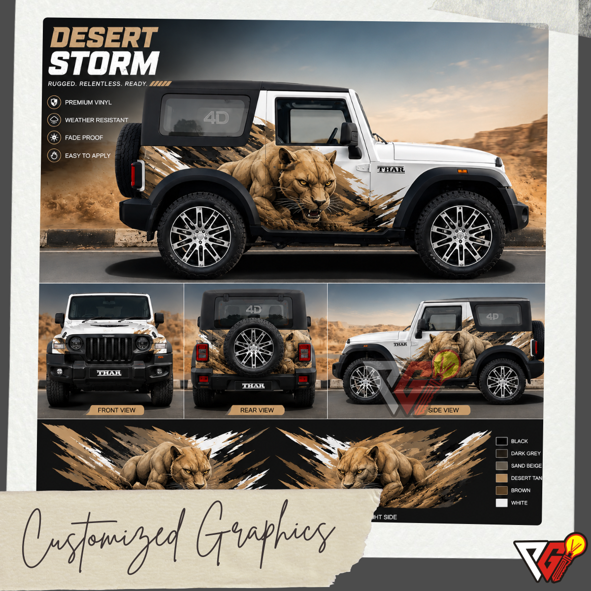 Mahindra Thar - Desert Storm Cougar Wrap