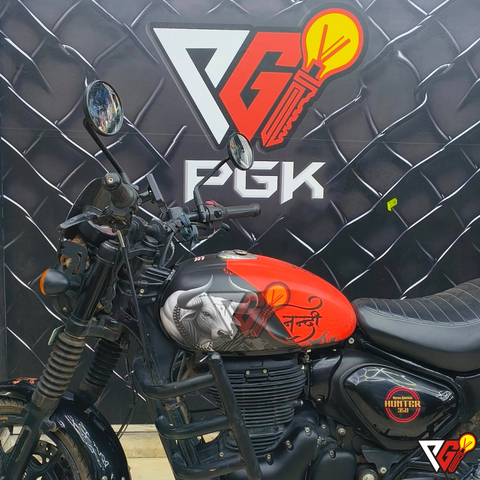 Royal Enfield Hunter 350 - Red Chrome Script Wrap