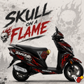 Honda Dio - Skull on a Flame Wrap