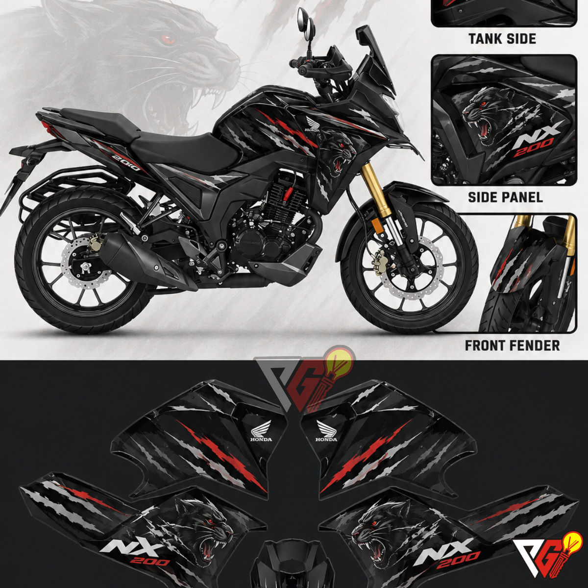 Honda NX200 - Panther Claw Edition Wrap