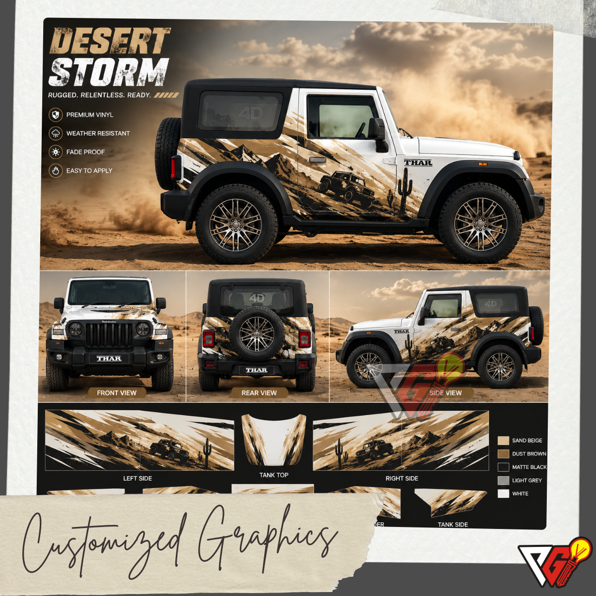 Mahindra Thar - Desert Storm Silhouette Wrap