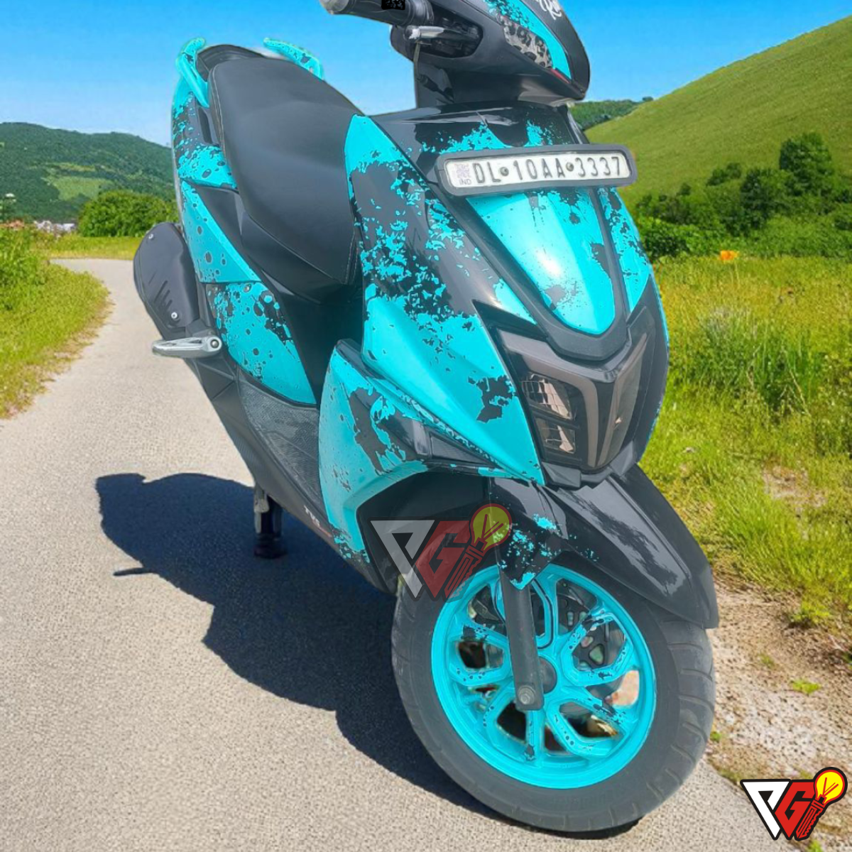 TVS Ntorq 125 - Teal Splatter Wrap