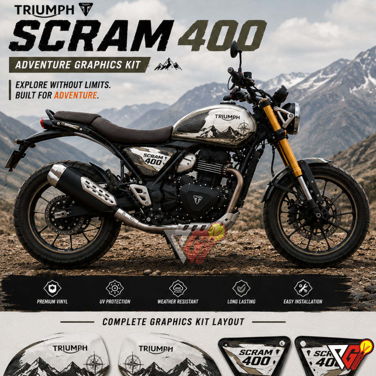 Triumph Scrambler 400X - Adventure White Wrap
