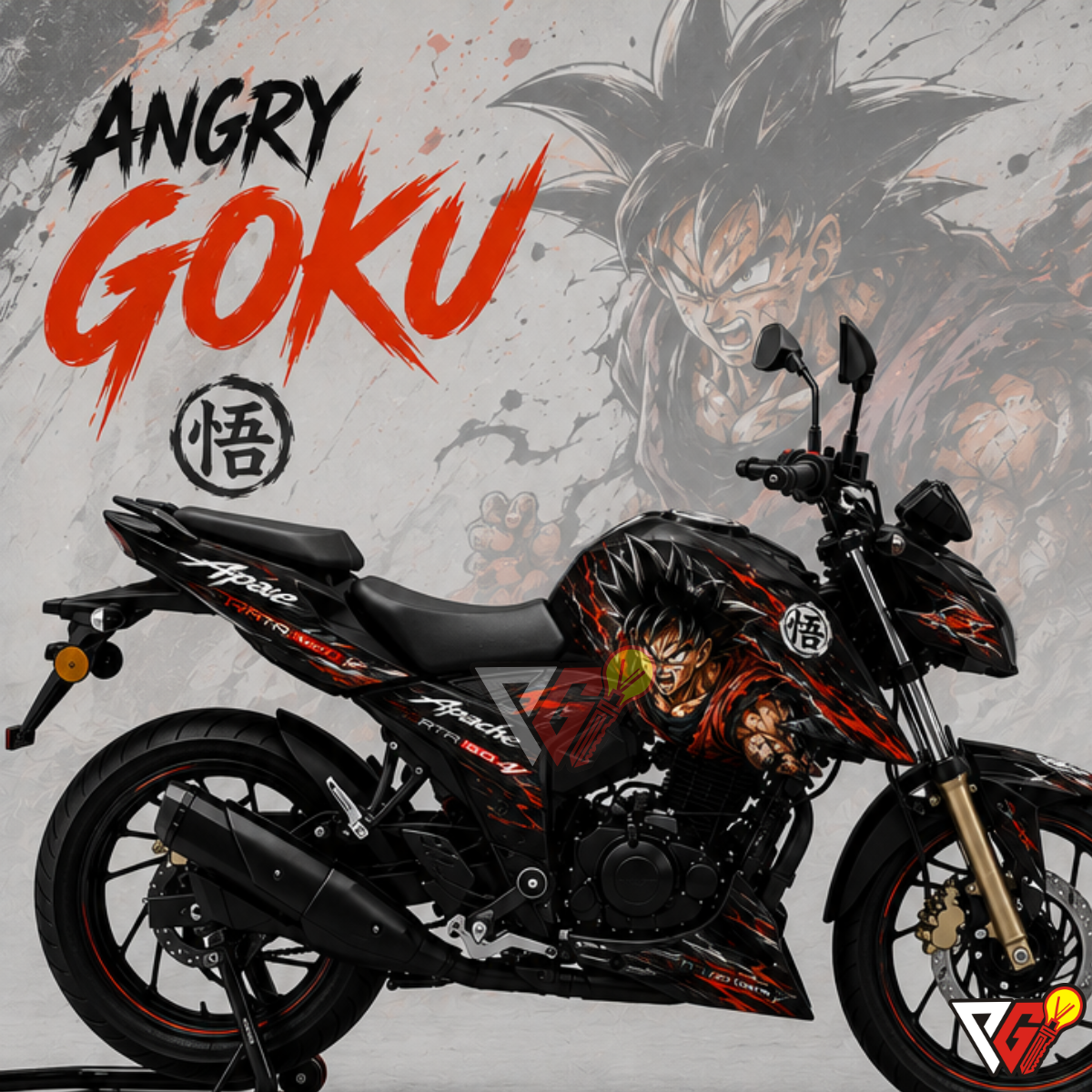 TVS Apache RTR 160 4V - Angry Saiyan Black Wrap