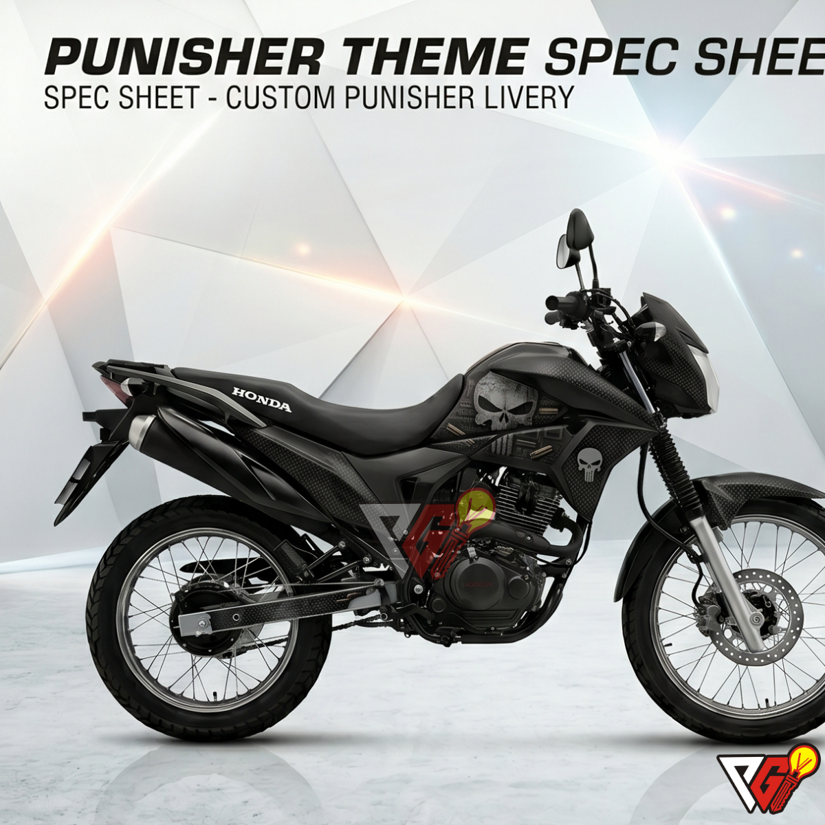 Honda NX200 - Punisher Carbon Edition Wrap