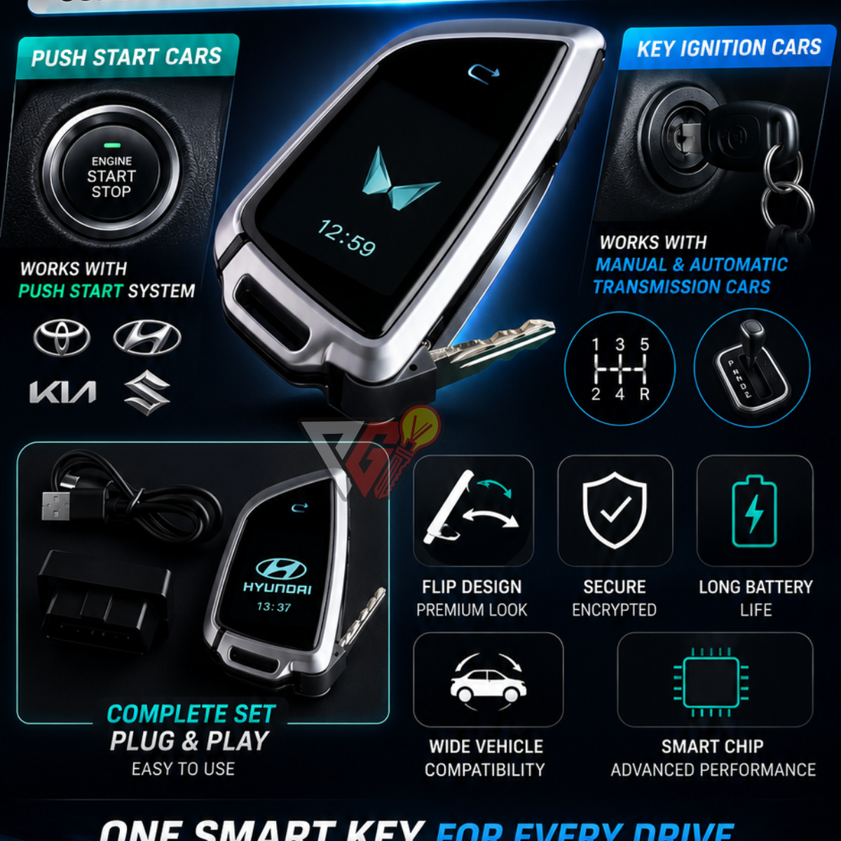 Keydroid Blade Flip Smart Key - Kia