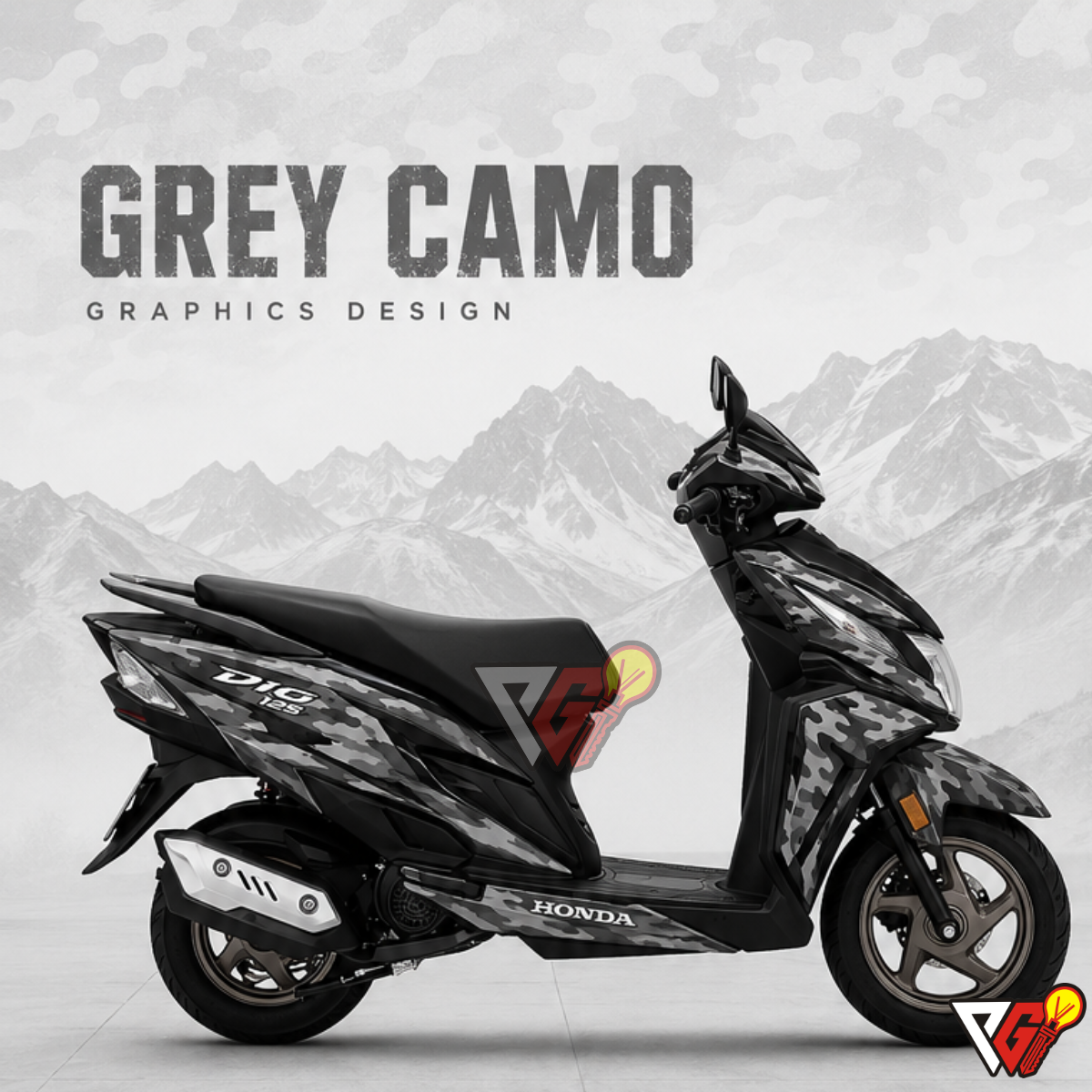 Honda Dio - Grey Camo Wrap