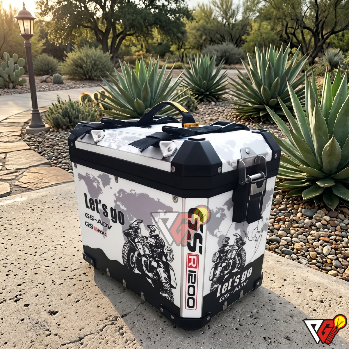 Top Box - Let's Go GS-ADV World Map Wrap (White)