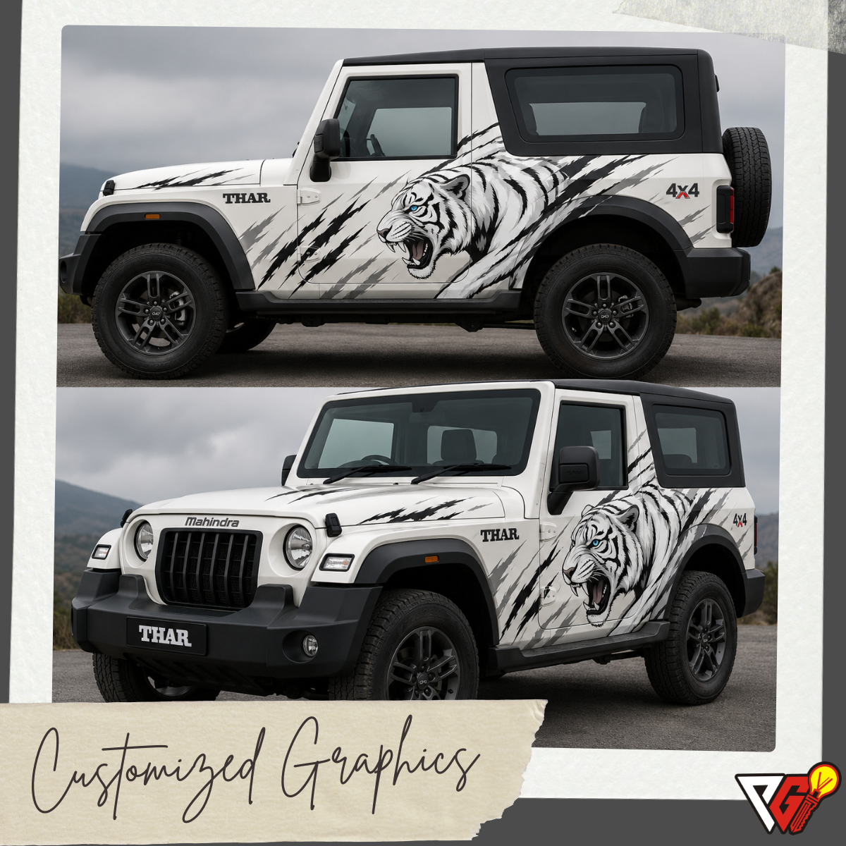 Mahindra Thar - White Tiger Wrap