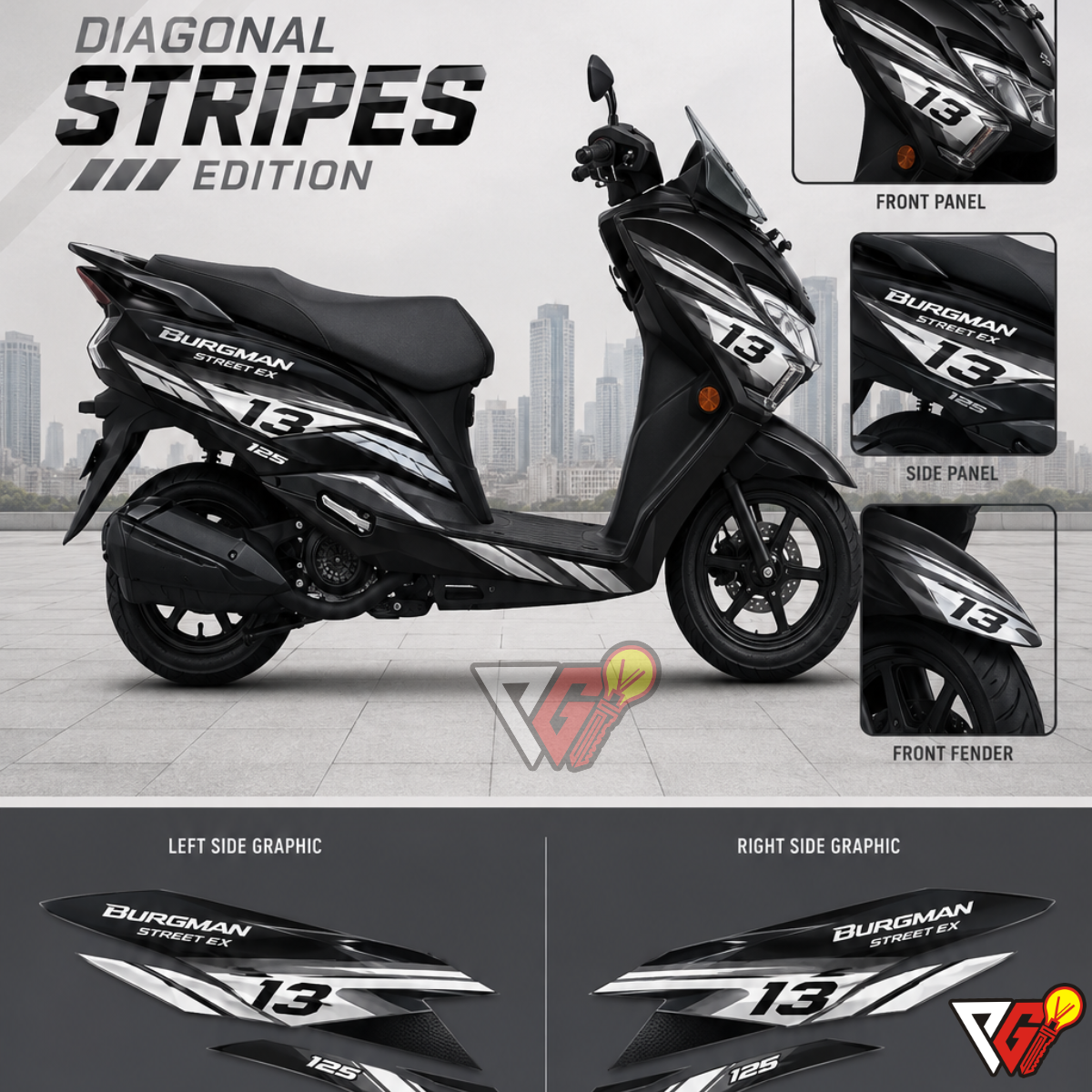 Suzuki Burgman Street EX - Diagonal Stripes Wrap