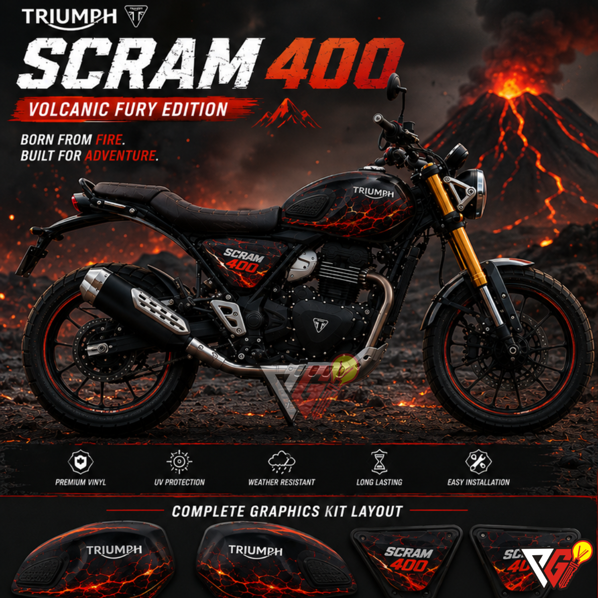 Triumph Scrambler 400X - Volcanic Fury Wrap