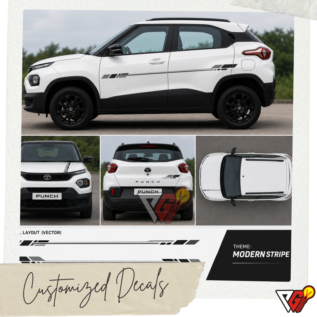 Tata Punch - Modern Stripe Decal