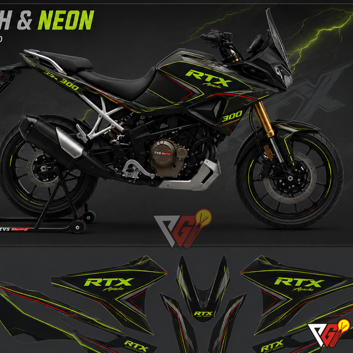 TVS Apache RTX 300 - Flash & Neon Wrap