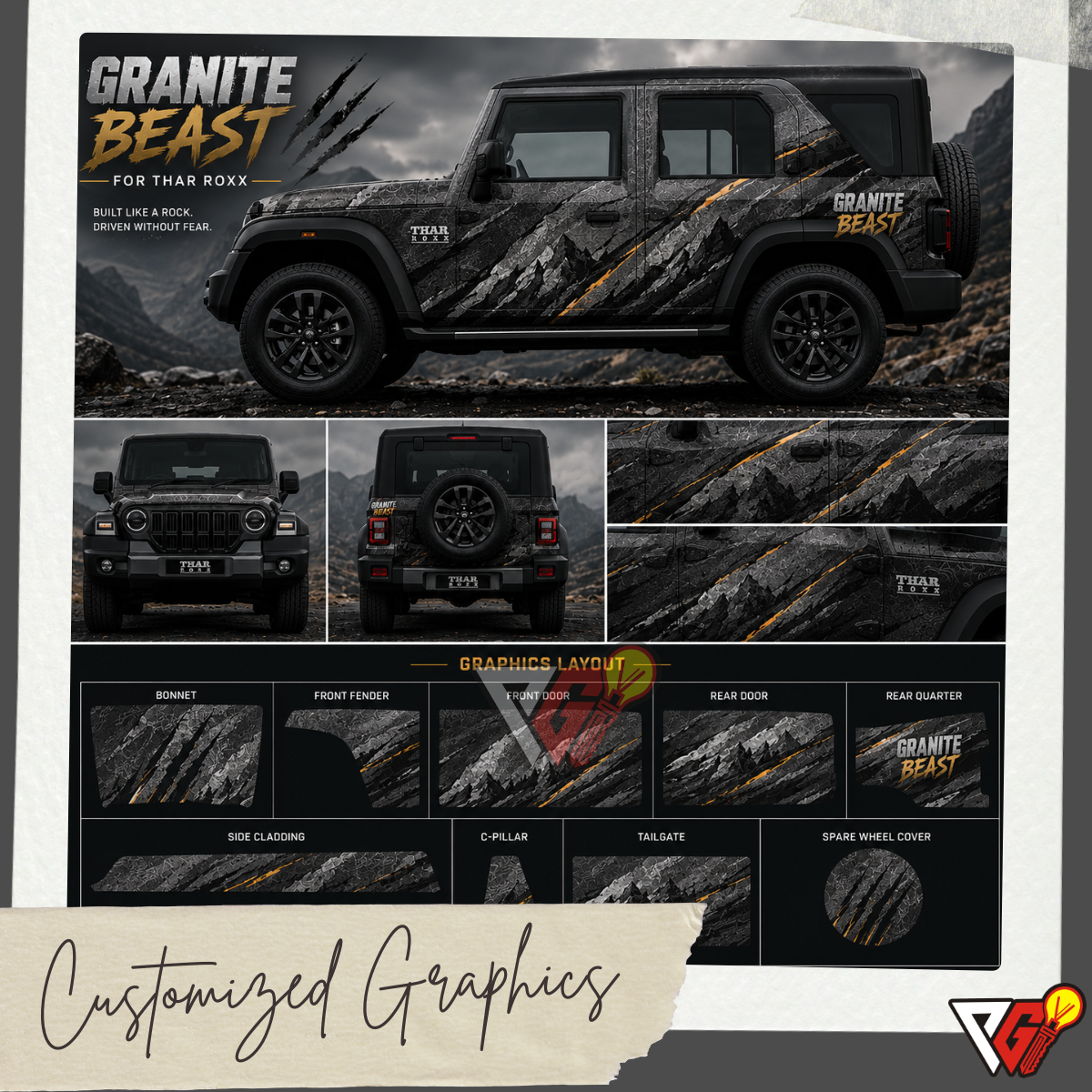 Mahindra Thar Roxx - Granite Beast Wrap