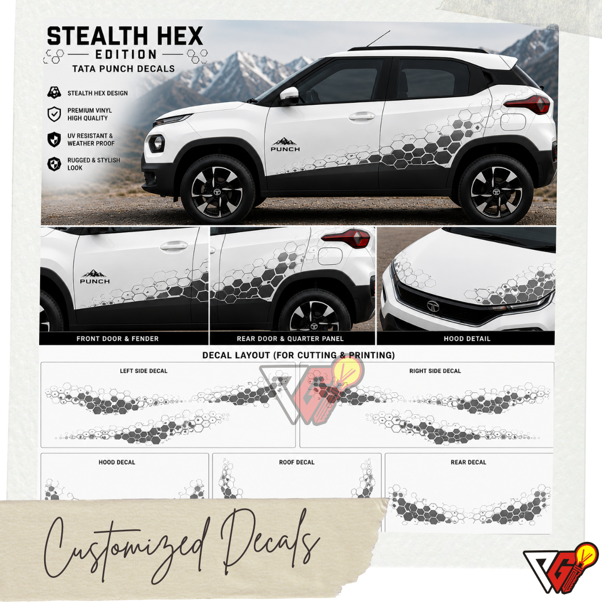 Tata Punch - Stealth Hex Decal