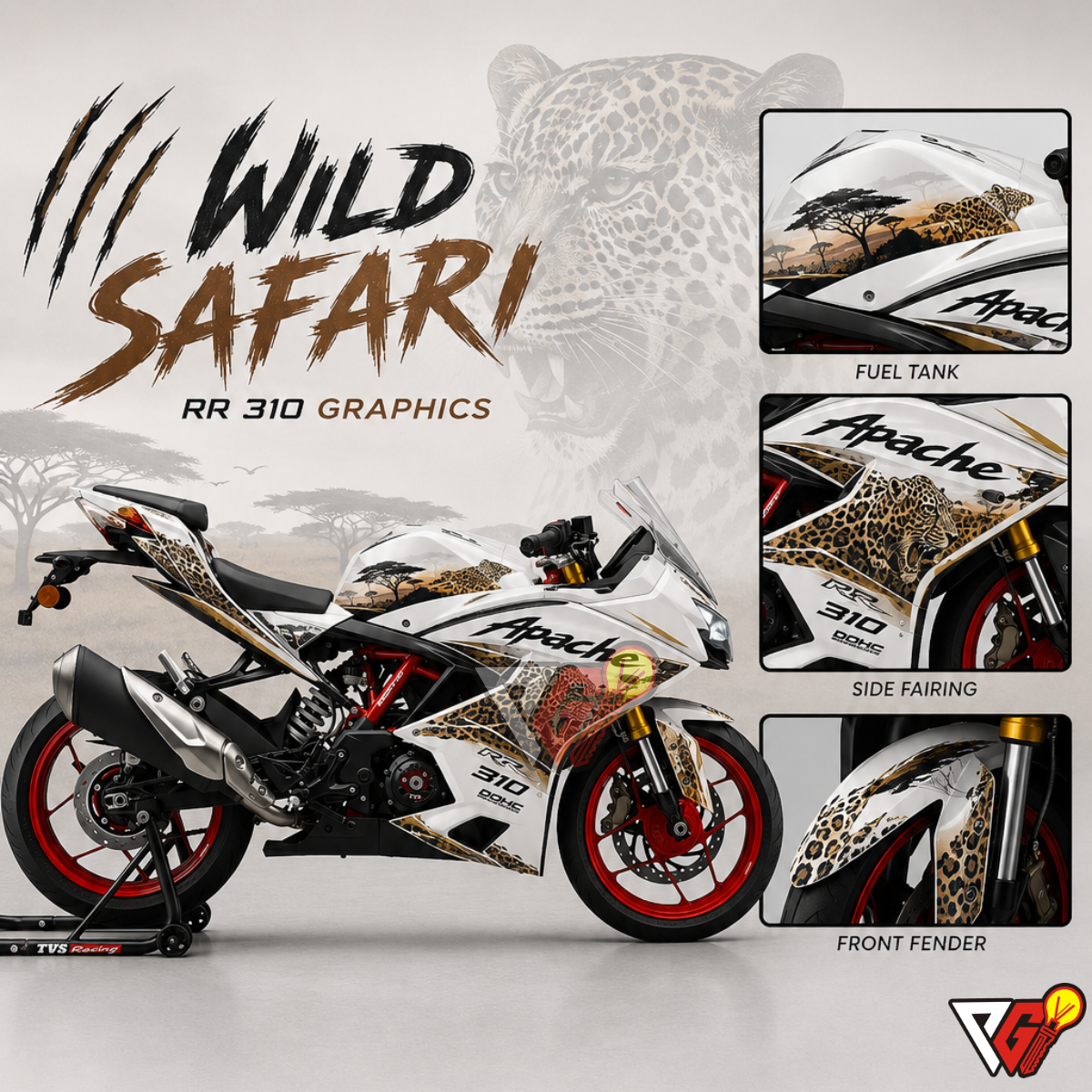 TVS Apache RR 310 - Wild Safari White Wrap
