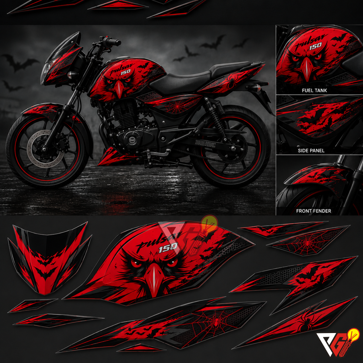 Bajaj Pulsar 150 - Crimson Owl Wrap