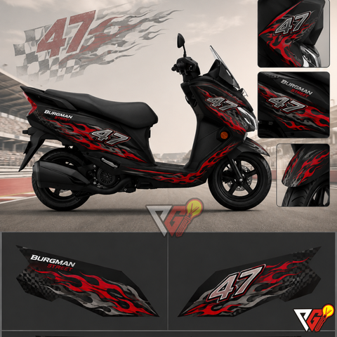 Suzuki Burgman Street EX - Racing Flame Wrap