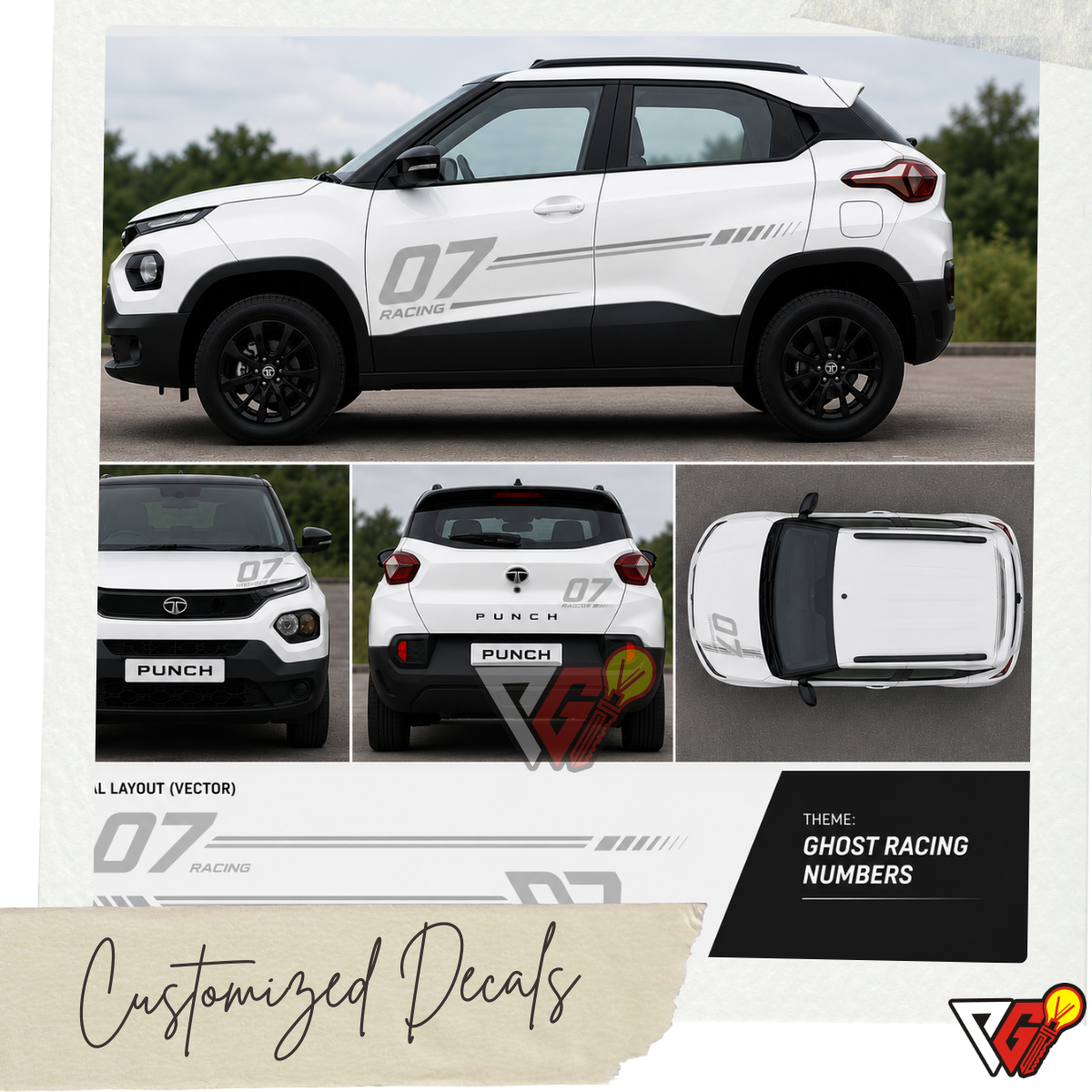 Tata Punch - Ghost Racing Numbers Decal