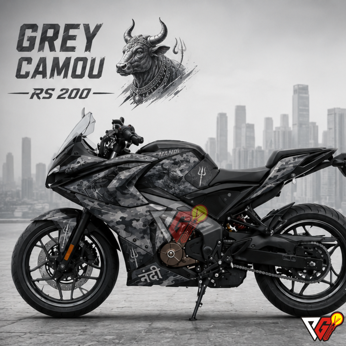 Bajaj Pulsar RS200 - Grey Camou Nandi Wrap