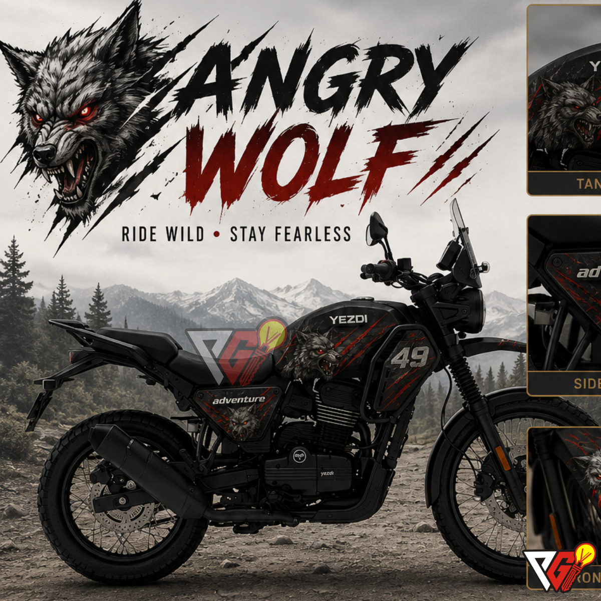 Yezdi Adventure - Angry Wolf Wrap