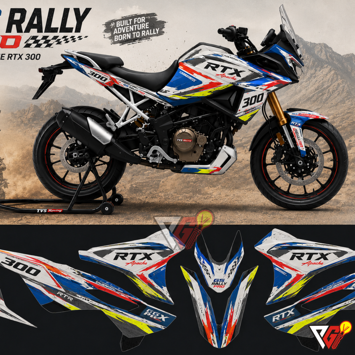 TVS Apache RTX 300 - GS Rally Pro Red Wrap