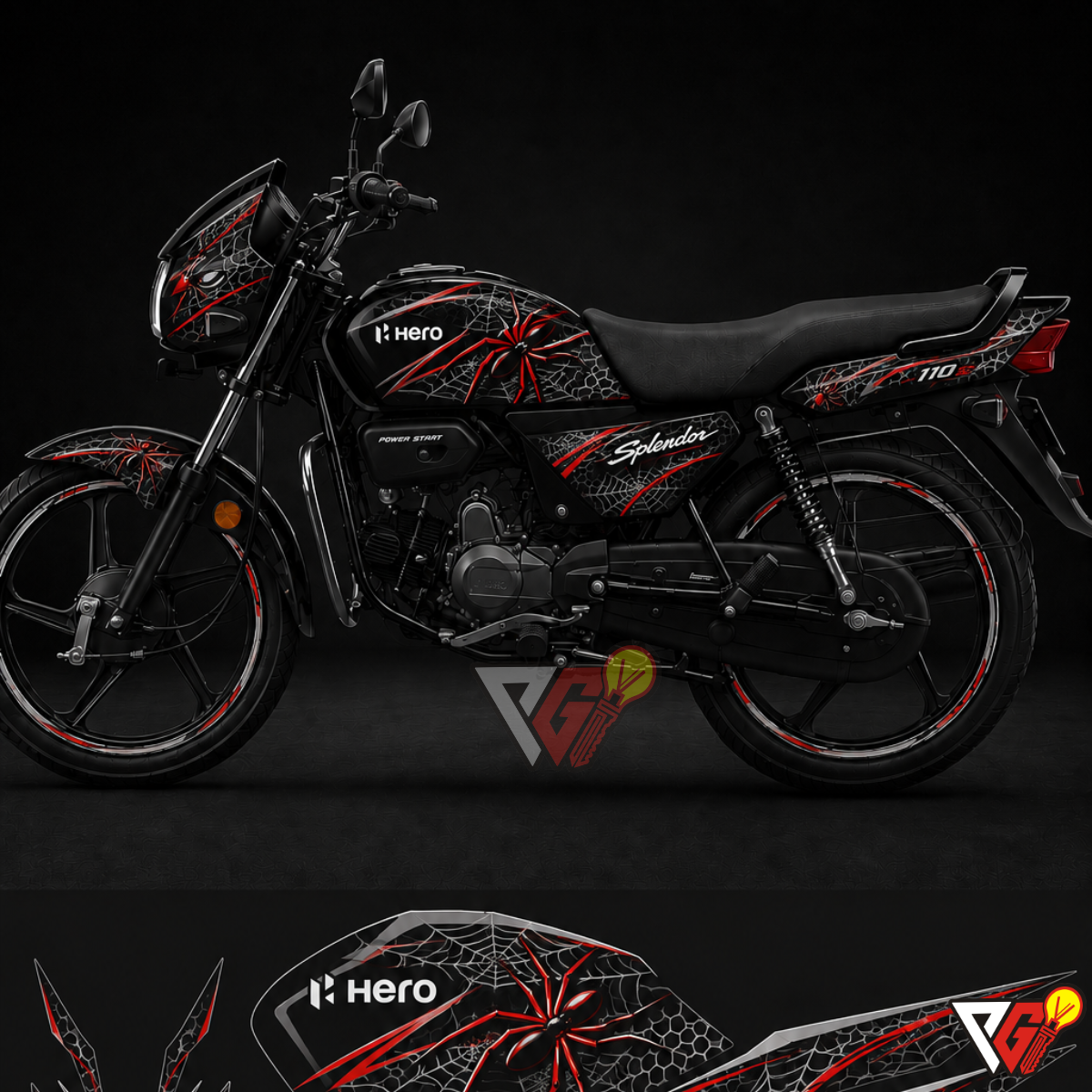Hero Splendor - Spider Web Wrap