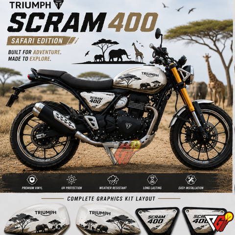 Triumph Scrambler 400X - Safari White Wrap