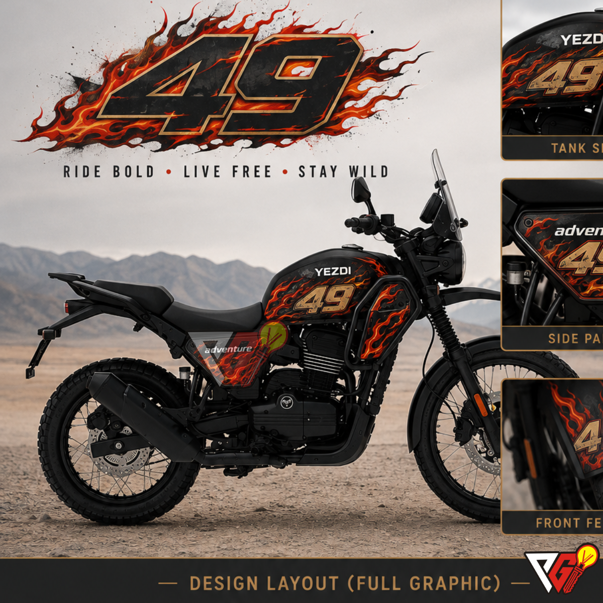 Yezdi Adventure - 49 Flames Wrap