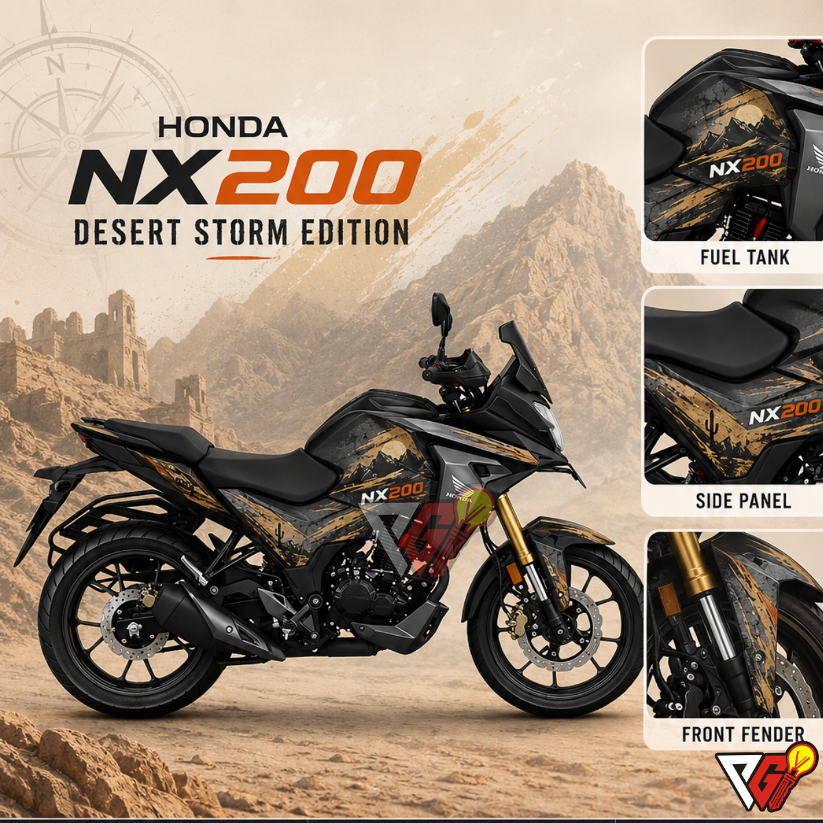 Honda NX200 - Desert Storm Edition Wrap