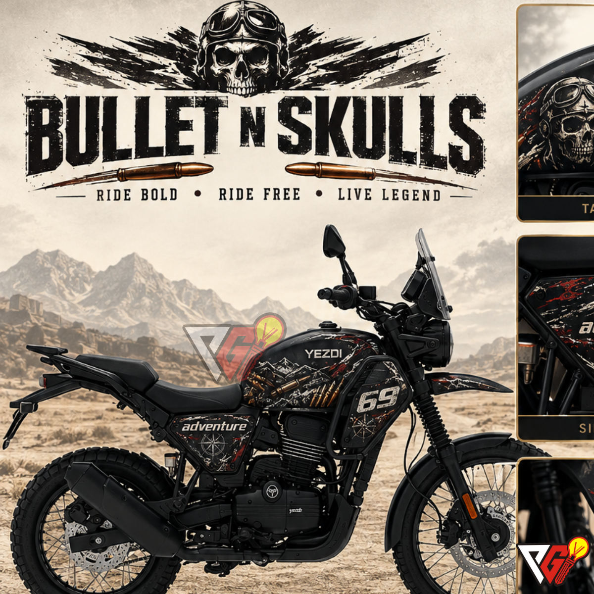 Yezdi Adventure - Bullet N Skulls Wrap