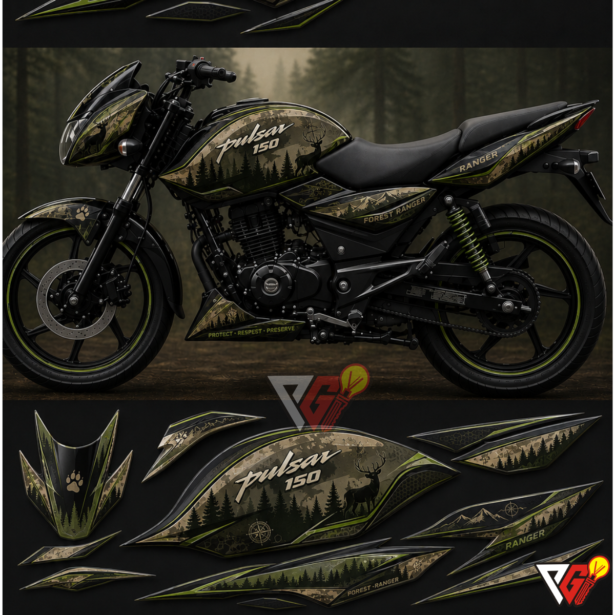 Bajaj Pulsar 150 - Forest Ranger Wrap