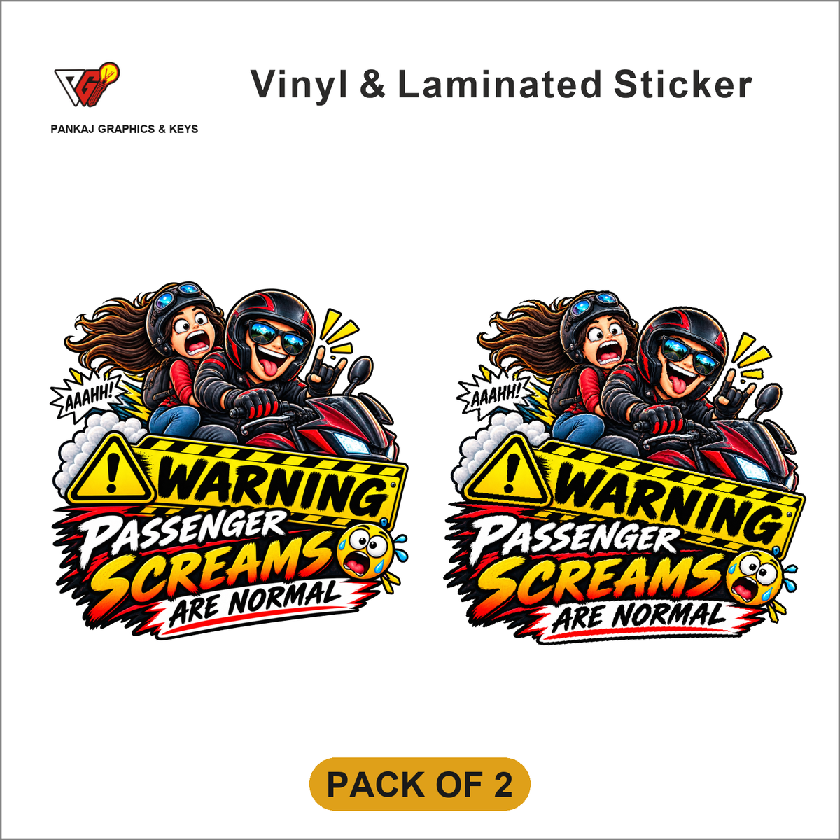 Warning - Passenger Screams Are Normal sticker - Pack of 2