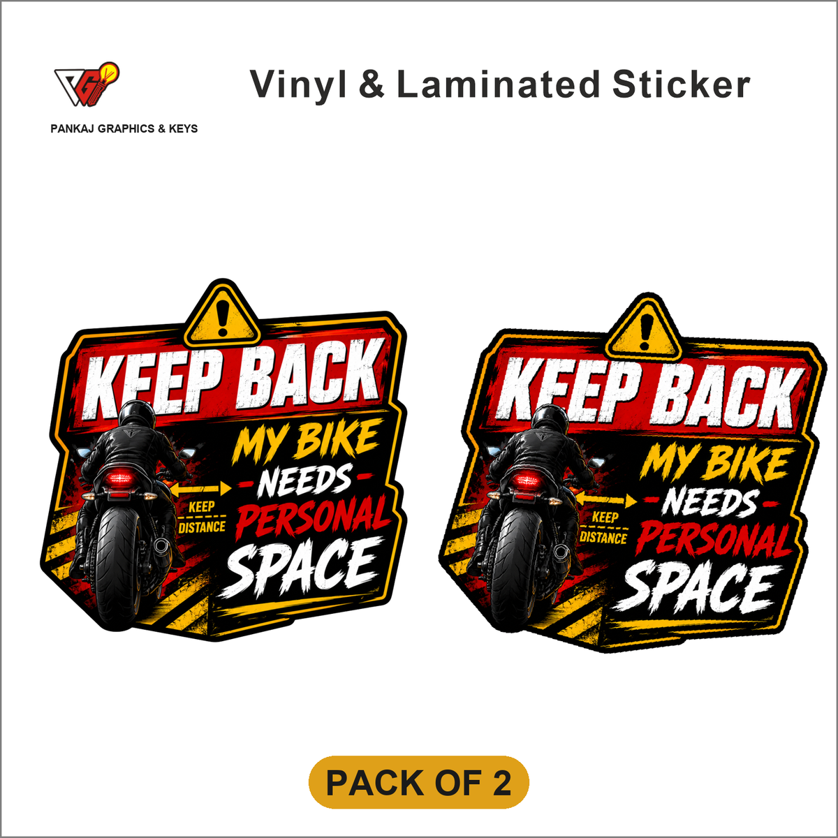 Keep Back - My Bike Needs Personal Space sticker - Pack of 2
