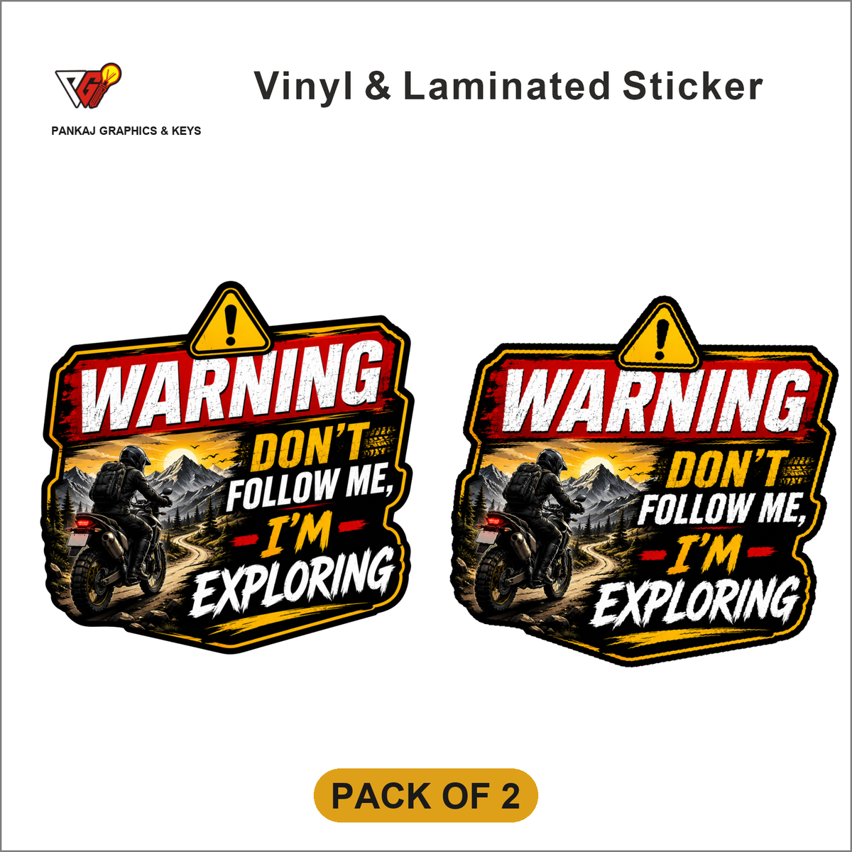 Warning - Don't Follow Me, I'm Exploring sticker - Pack of 2
