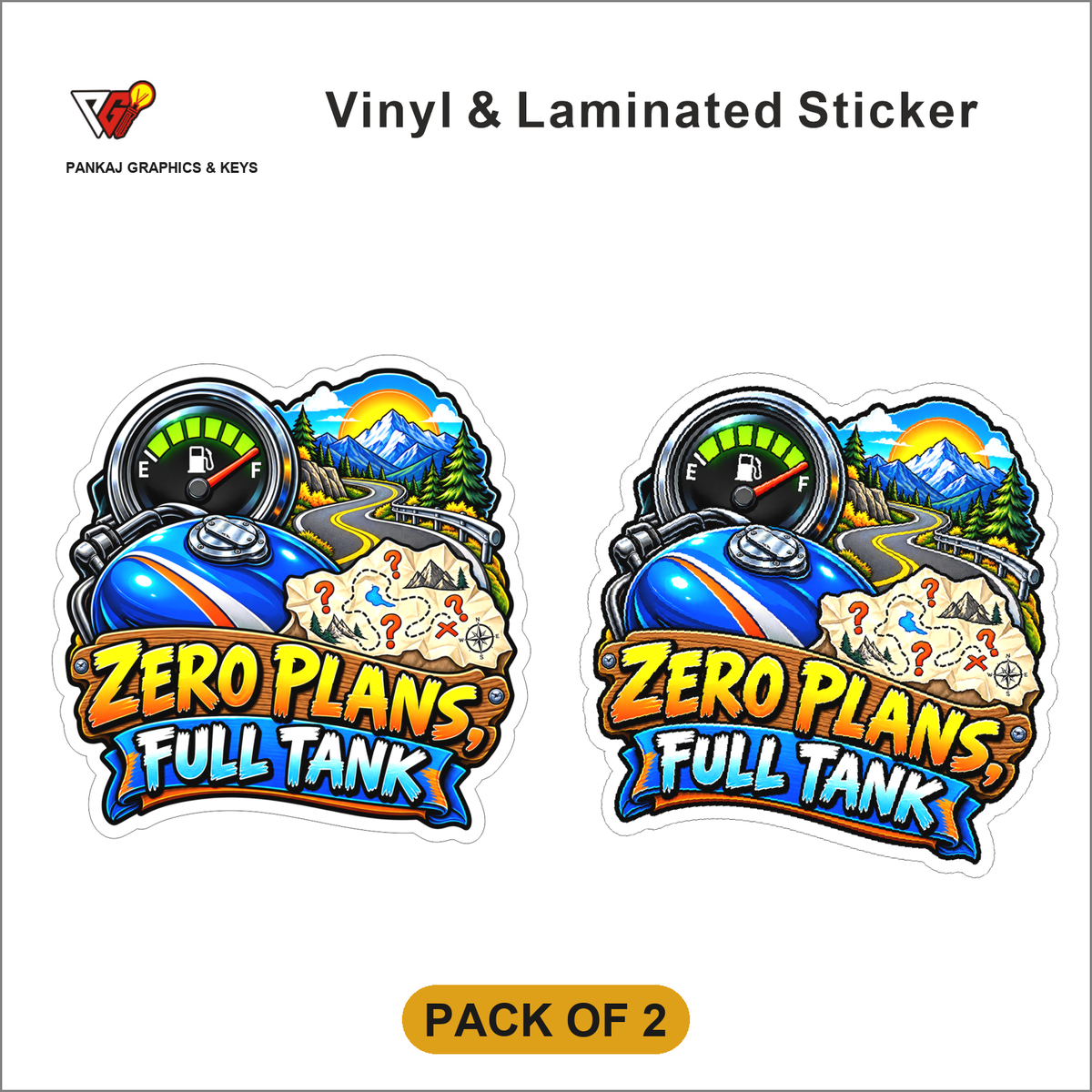 Zero Plans, Full Tank sticker - Pack of 2