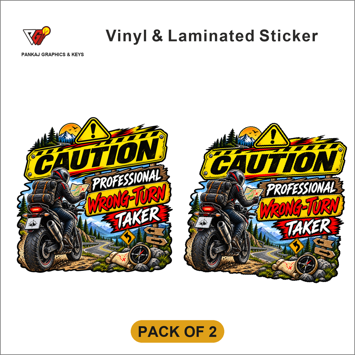 Caution - Professional Wrong-Turn Taker sticker - Pack of 2