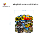 Keep Back - Happiness In Progress sticker size 10.07 cm x 10.2 cm