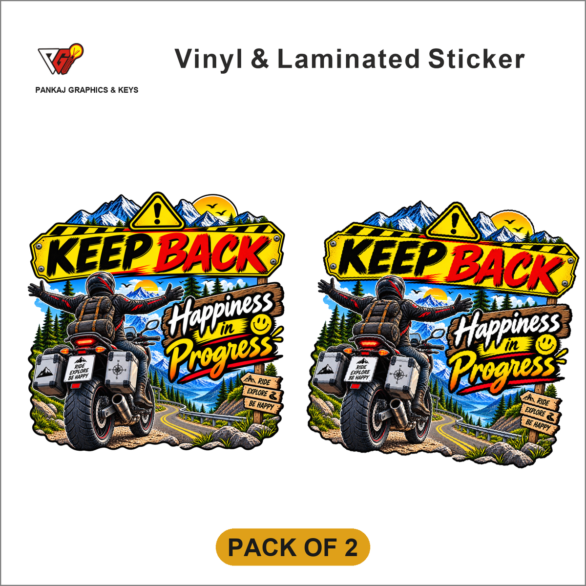 Keep Back - Happiness In Progress sticker - Pack of 2
