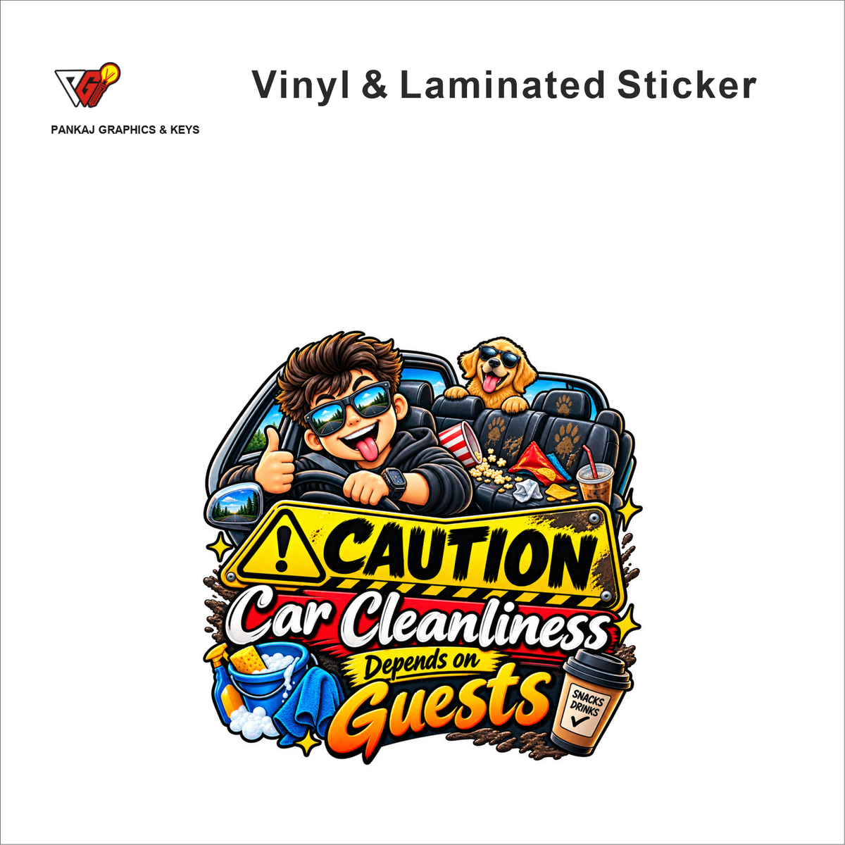 Caution - Car Cleanliness Depends On Guests funny car warning sticker - matte laminated vinyl