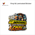 Warning - Driver Powered By Chai funny car warning sticker - matte laminated vinyl
