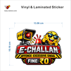 E-Challan - Offence: Excessive Swag, Fine: â‚¹0 sticker size 13.06 cm x 10.16 cm