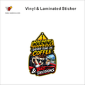 Warning - Driver Runs On Coffee & Bad Decisions funny car warning sticker - matte laminated vinyl