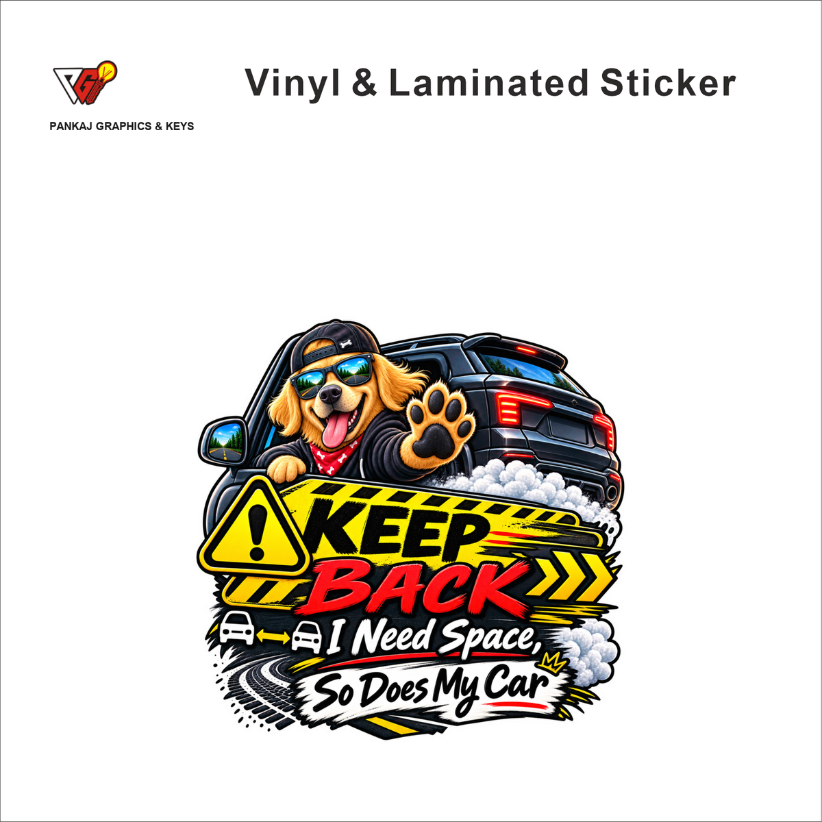 Keep Back - I Need Space, So Does My Car funny car warning sticker - matte laminated vinyl