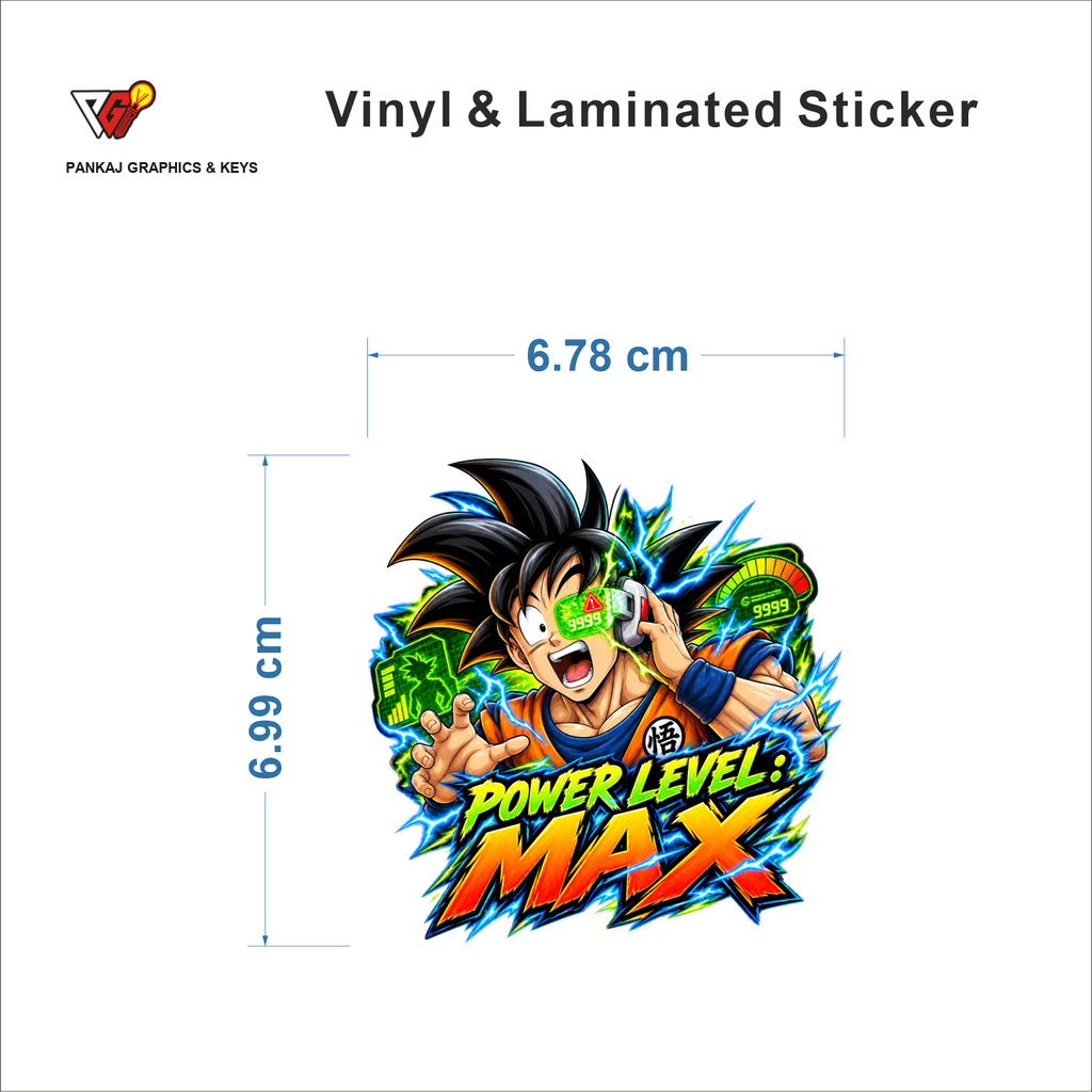 Power Level: Max sticker size 6.78 cm x 6.99 cm